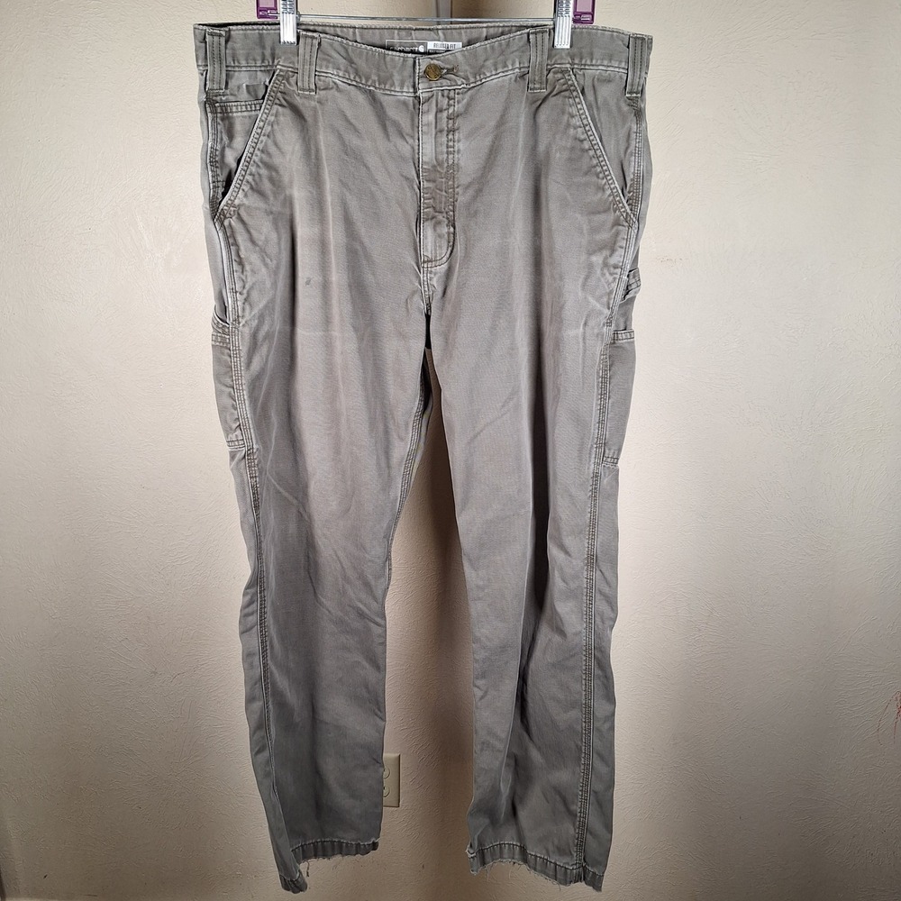 Carhartt Relaxed Fit Mens Cotton Work Pants Light Brown40x32